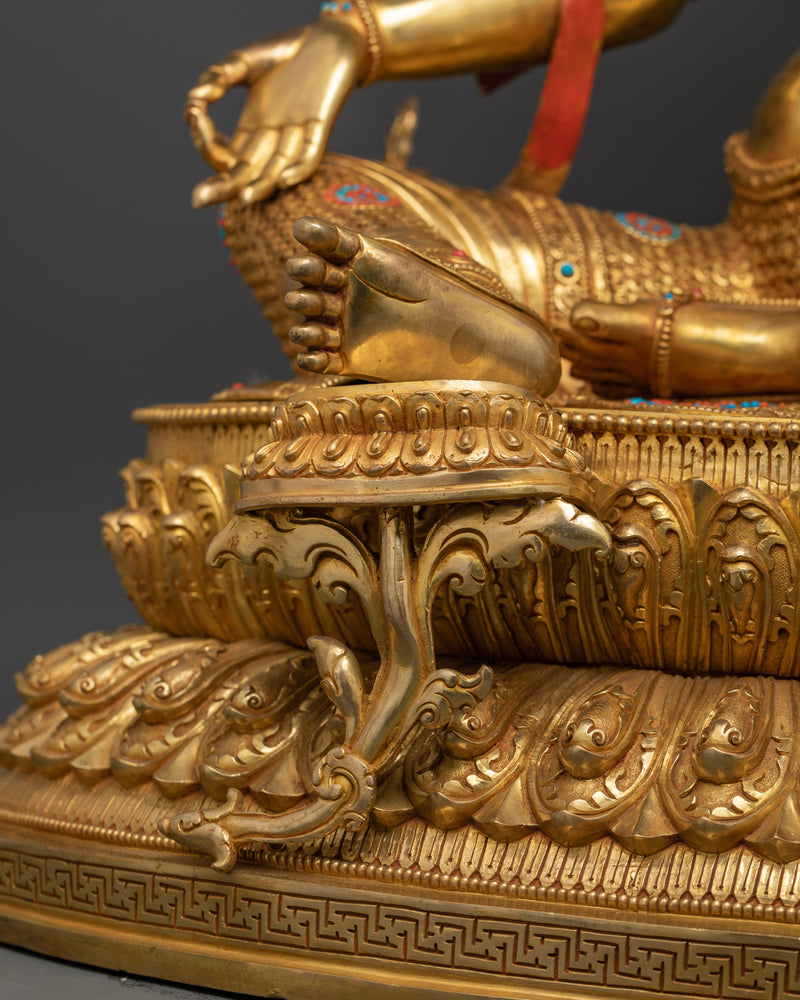 The Majestic Protector Green Tara | 24k Gold Gilded Life Sized Statue