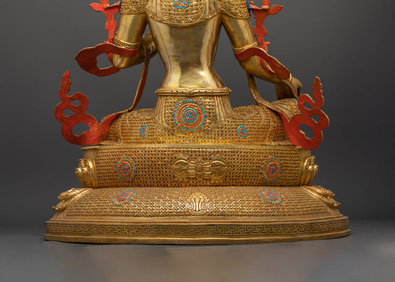 The Majestic Protector Green Tara | 24k Gold Gilded Life Sized Statue