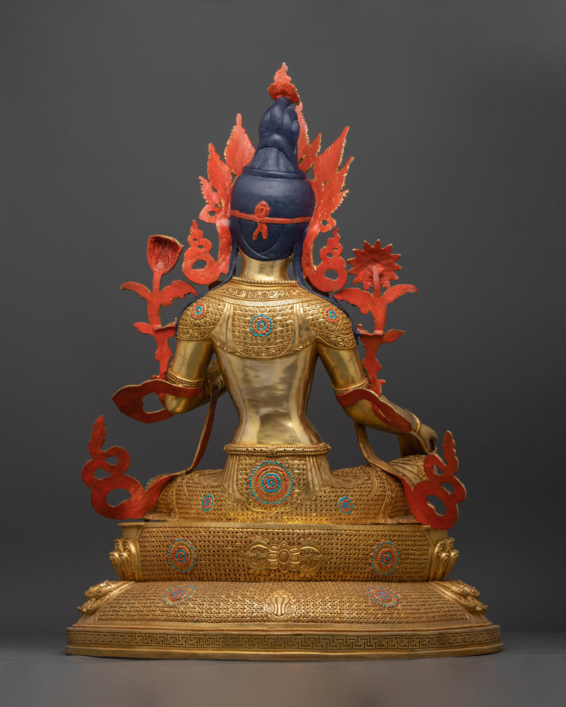 The Majestic Protector Green Tara | 24k Gold Gilded Life Sized Statue