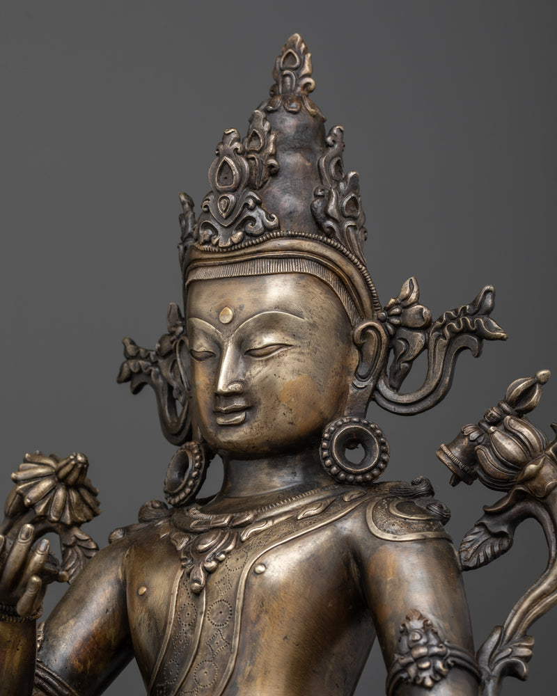 Bronze Vajrasattva Sculpture for Decor | Antique Finished Tibetan Statue