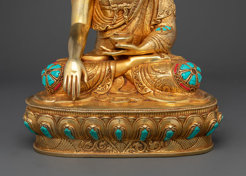 Shakyamuni Buddha Adorned with Handcarved Gemstones | Sacred Statue