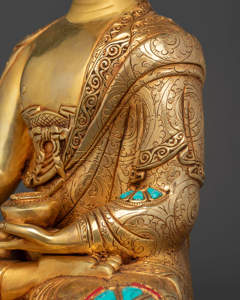 Shakyamuni Buddha Adorned with Handcarved Gemstones | Sacred Statue