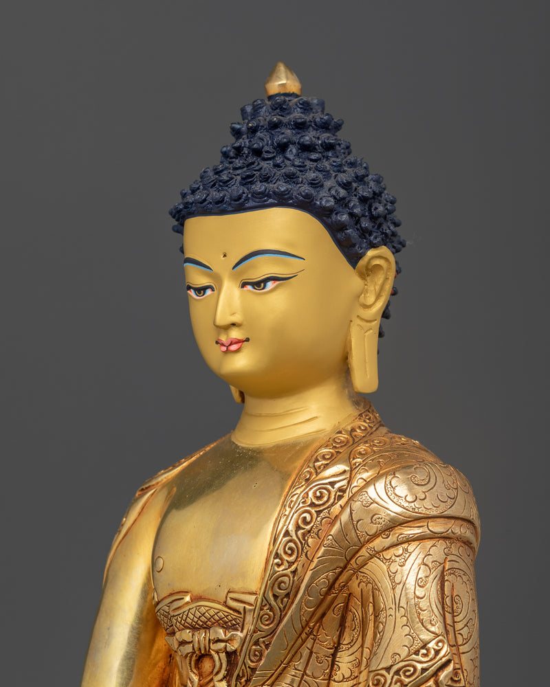 Shakyamuni Buddha Adorned with Handcarved Gemstones | Sacred Statue