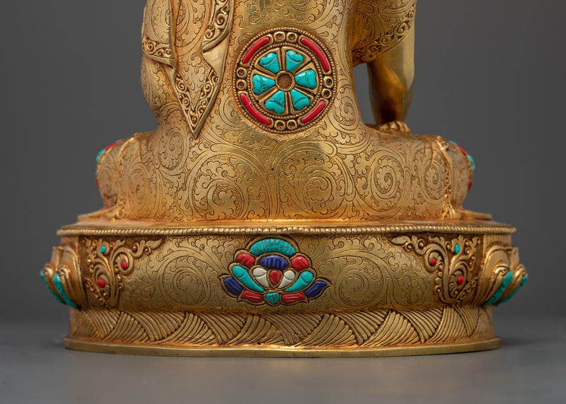 Shakyamuni Buddha Adorned with Handcarved Gemstones | Sacred Statue