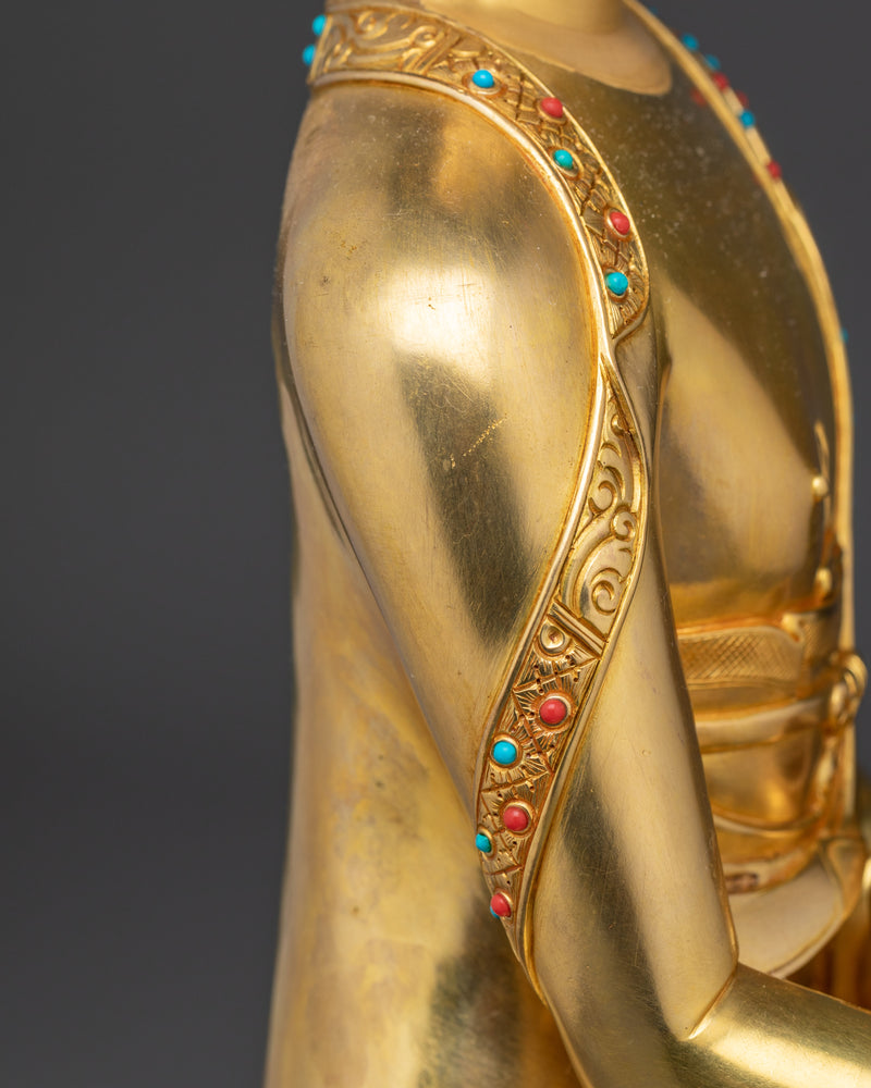 15.6-Inch Shakyamuni Buddha | 24K Gold Gilded Copper Statue