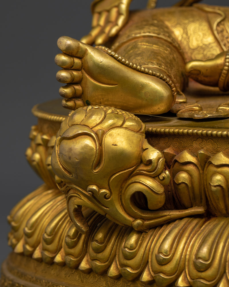 Tibetan Female Green Tara Buddha | 24K Gold Gilded Copper Statue