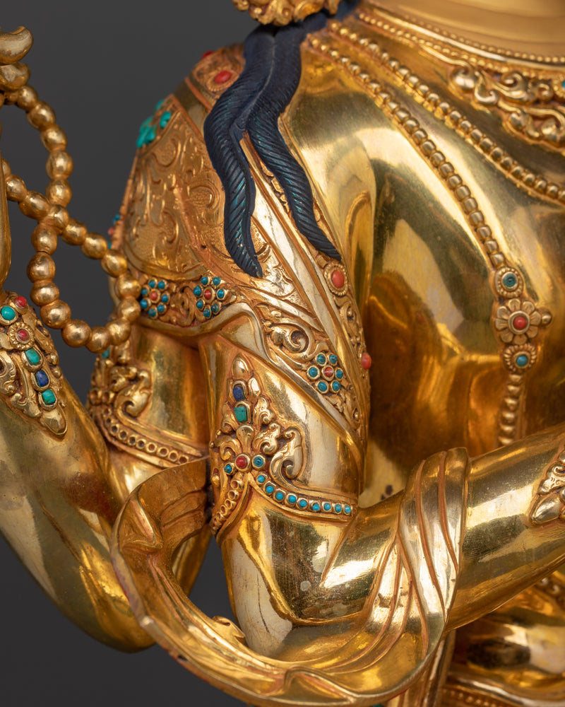 Holy Buddha Chenrezig | 24K Gold Gilded Copper Statue