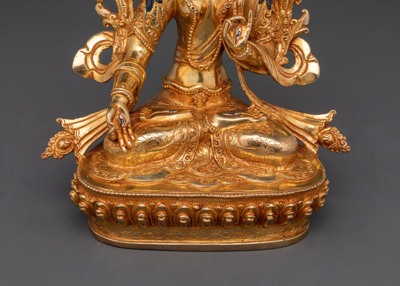 24K Gold Gilded White Tara Art | Compassionate Deity for Longevity and Healing