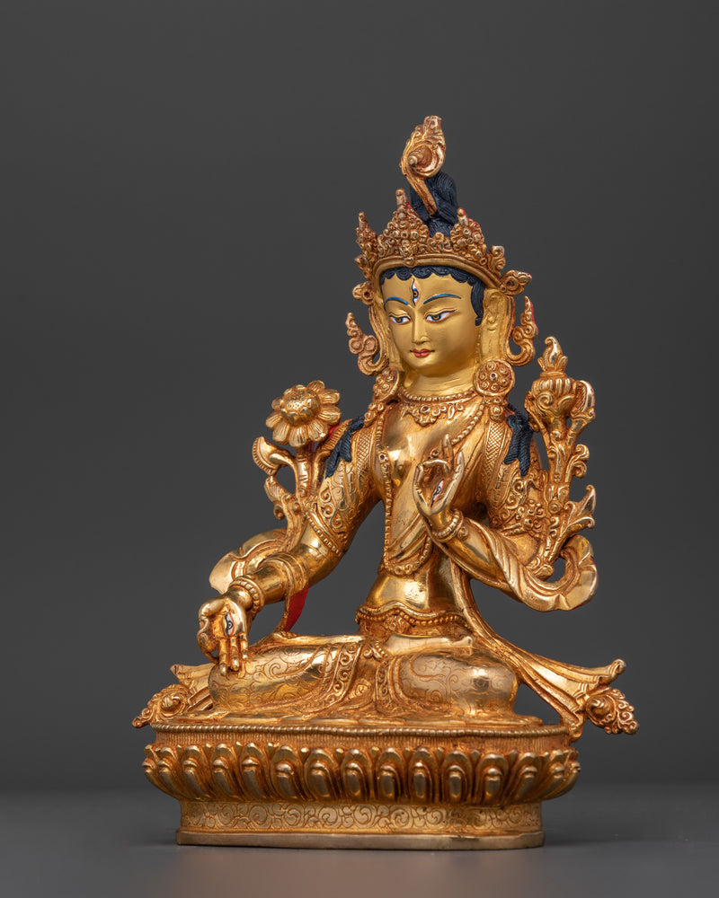 24K Gold Gilded White Tara Art | Compassionate Deity for Longevity and Healing