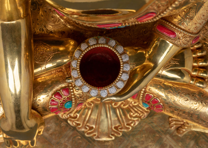 Buddha Shakyamuni Seated in Meditation Posture | 24K Gold Gilded Statue