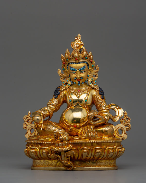 8 Inch Dzambhala Statue for Dharma | 24k Gold Gilded Figurine