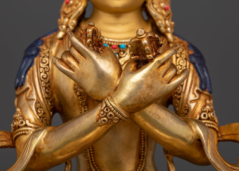 Vajradhara Meditation Statue | 24K Gold Gilded Tibetan Art