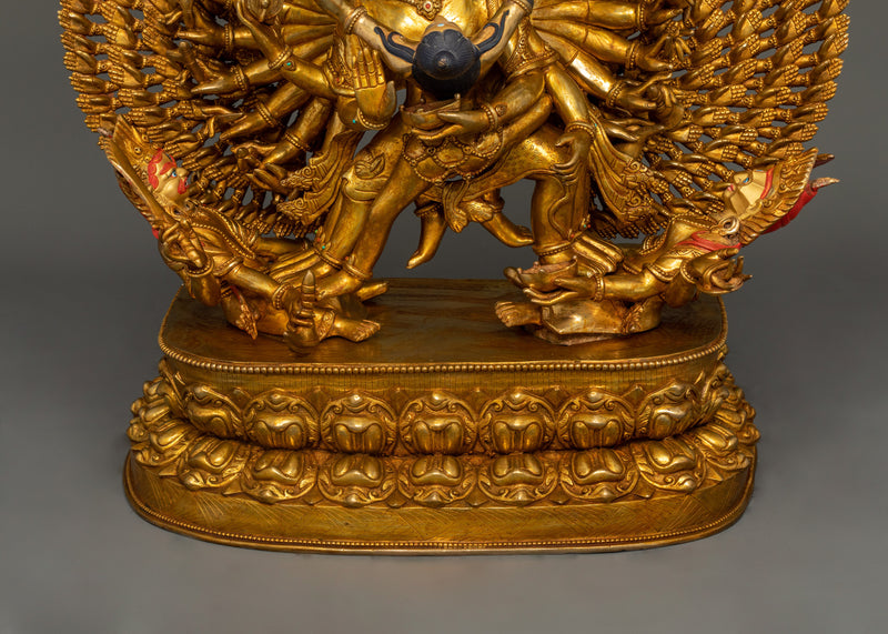 Spiritual Vishvarupa Statue | 24K Gold Gilded Copper Sculpture