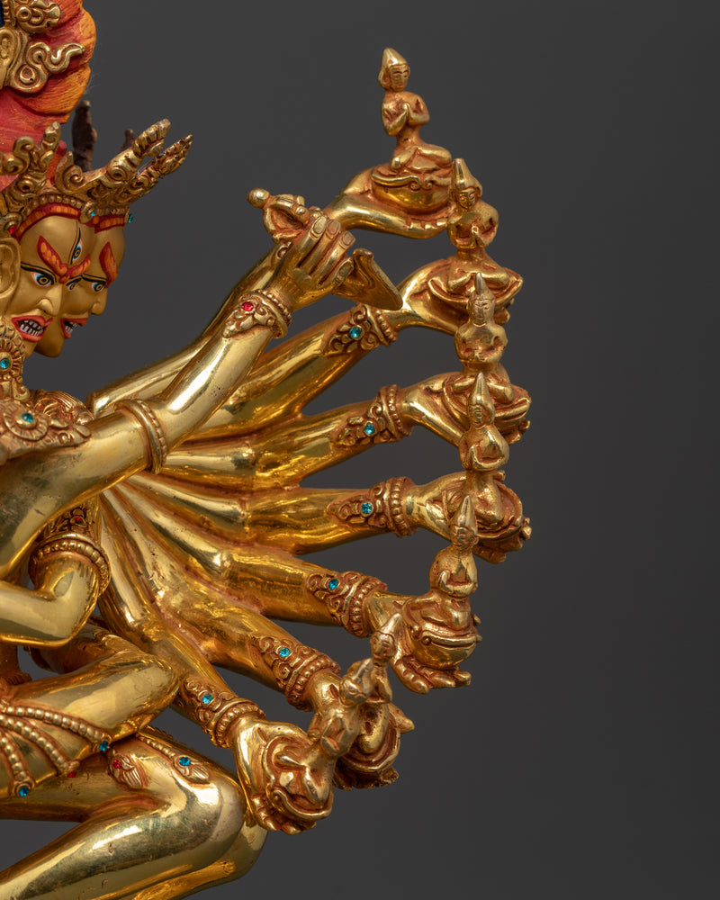 Hevajra Himalayan Art and Craft | Handcrafted 24K Gold Gilded Copper Sculpture