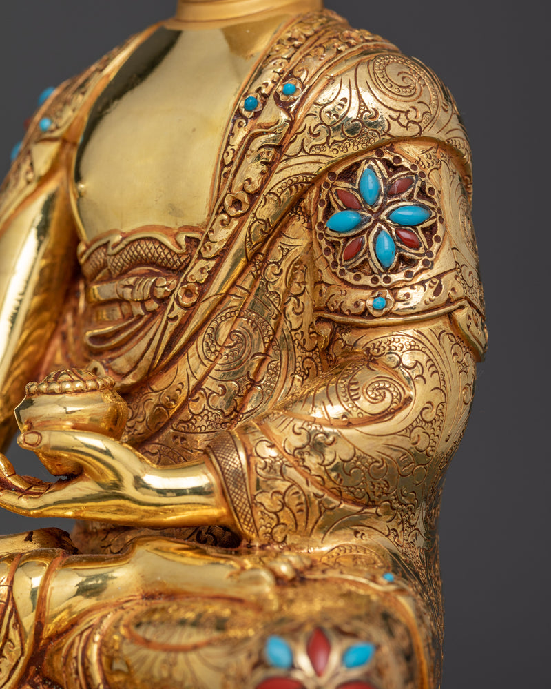 Historical Shakyamuni Buddha Figurine | 24K Gold Gilded Sculpture