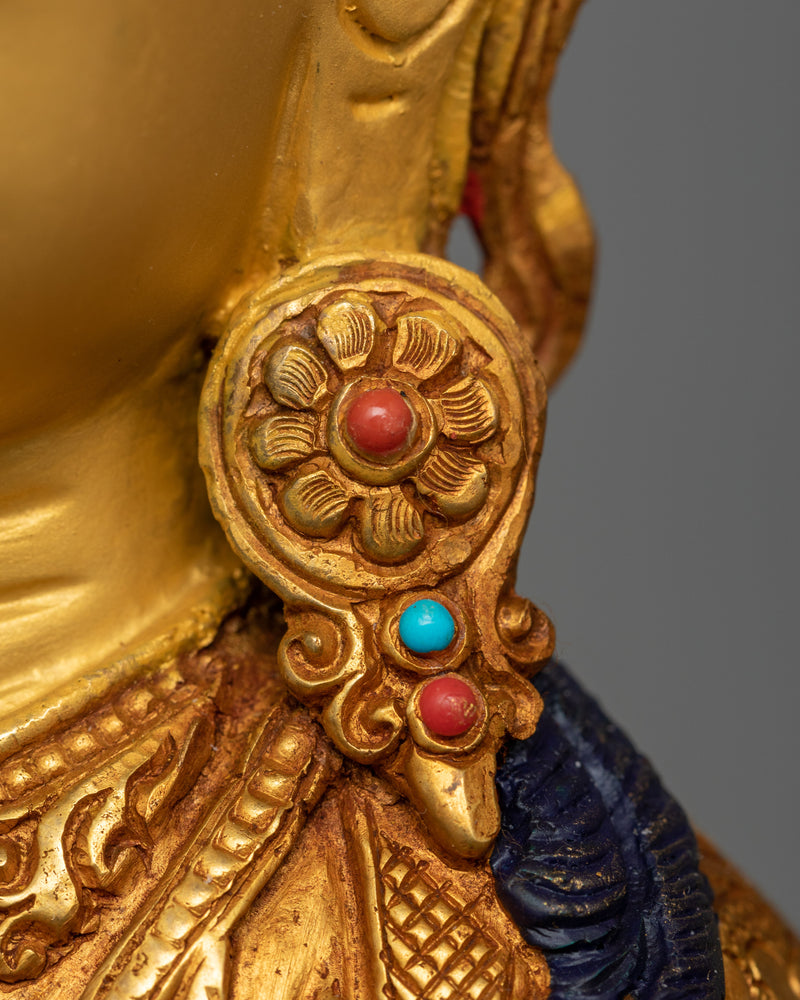 Handmade Chenrezig Serene Deity | 24K Gold Gilded Copper Statue