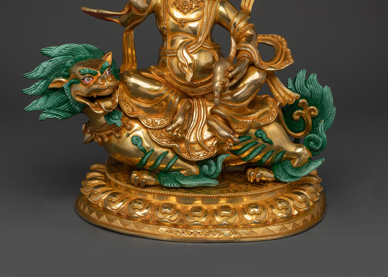 Handmade Namtoshe Statue | 24K Gold Gilded Tibetan Wealth Deity Statue