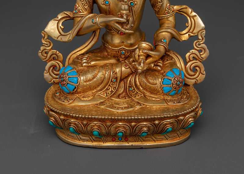 Handcarved Vajrasattva Statue | 24K Gold Gilded Buddha