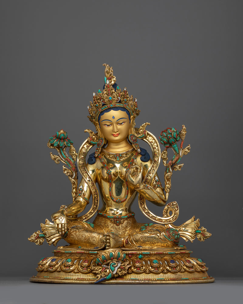 Buddhist Goddess Green Tara Mantra Practice Statue