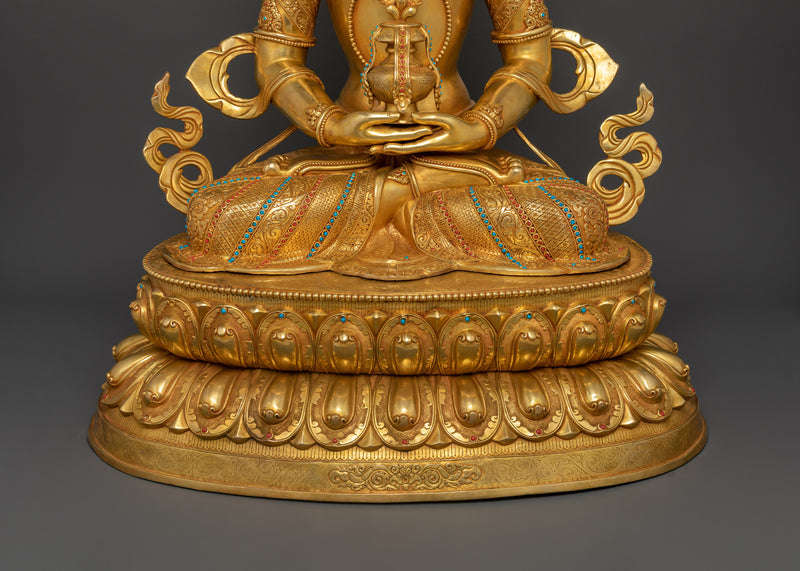 32.9 Inch Buddha Amitayus Mantra Practice Statue | Tibetan Deity of Longevity