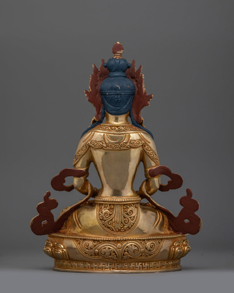 Handcrafted Amitayus statue | 24K Gold Gilded Deity of Longevity and Infinite Life