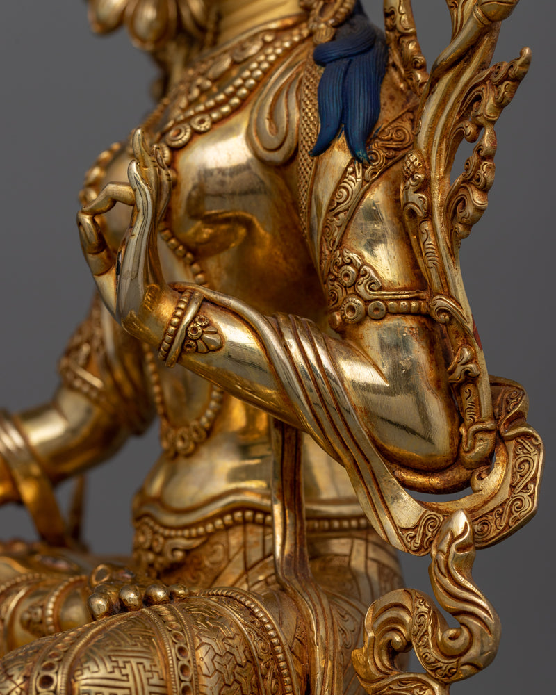 White Tara Healing Light of Wisdom Statue | 24K Gold Gilded Copper Sculpture