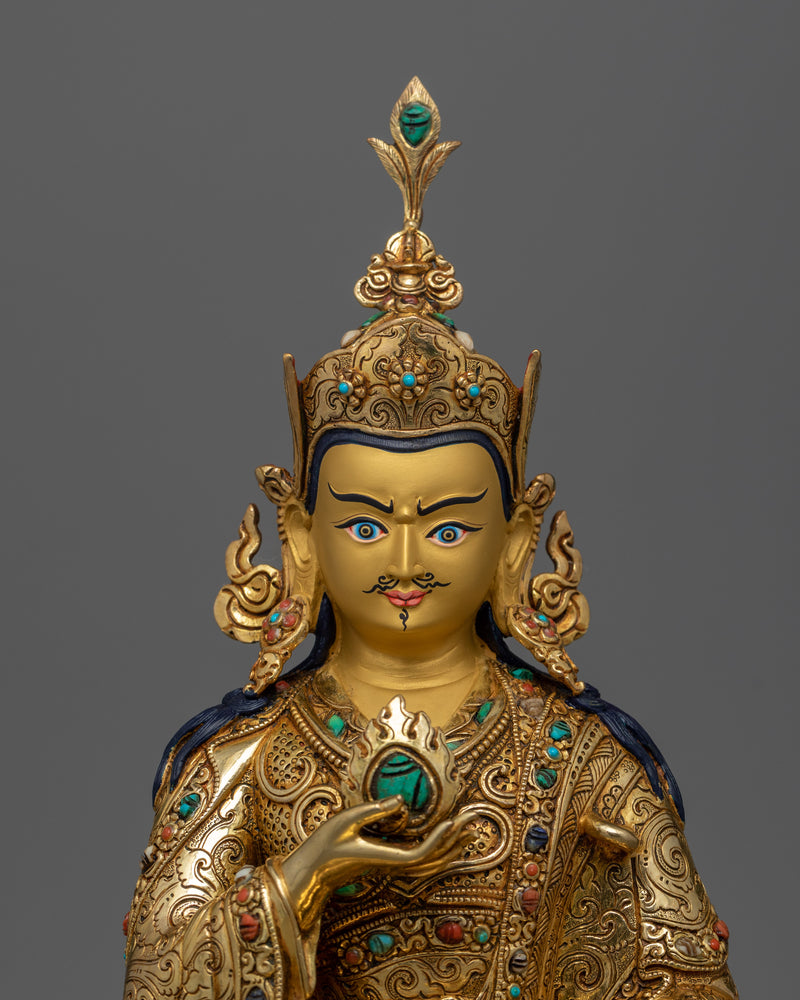 24K Gold Gilded Guru Norla Statue | Embodiment of Prosperity and Spiritual Wealth