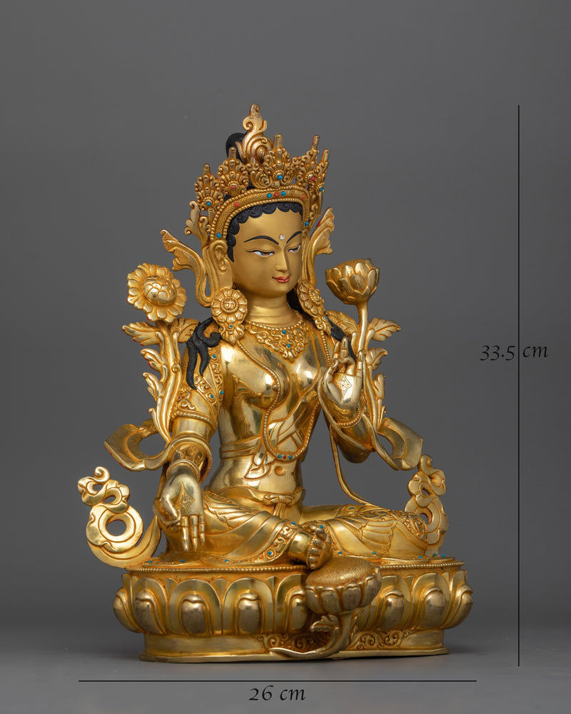 Buddhist Green Tara Mantra Prayer Statue