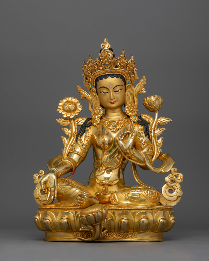 Buddhist Green Tara Mantra Prayer Statue