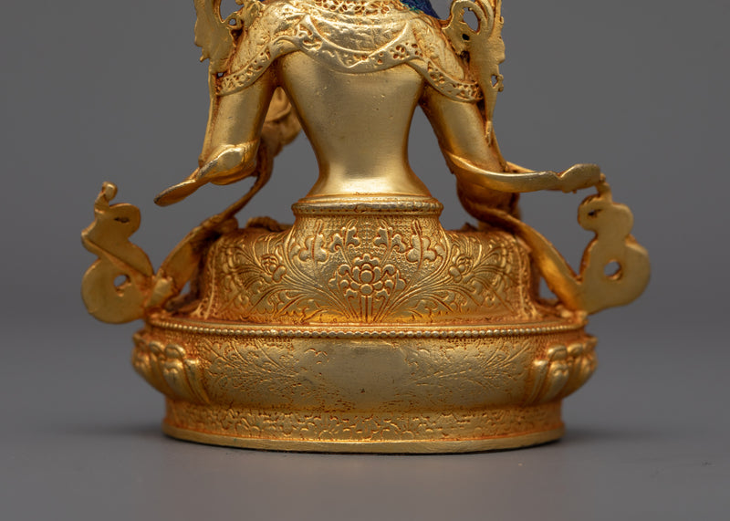 White Tara Dharma Statue | Miniature Gold Electroplated Tibetan Goddess Statue