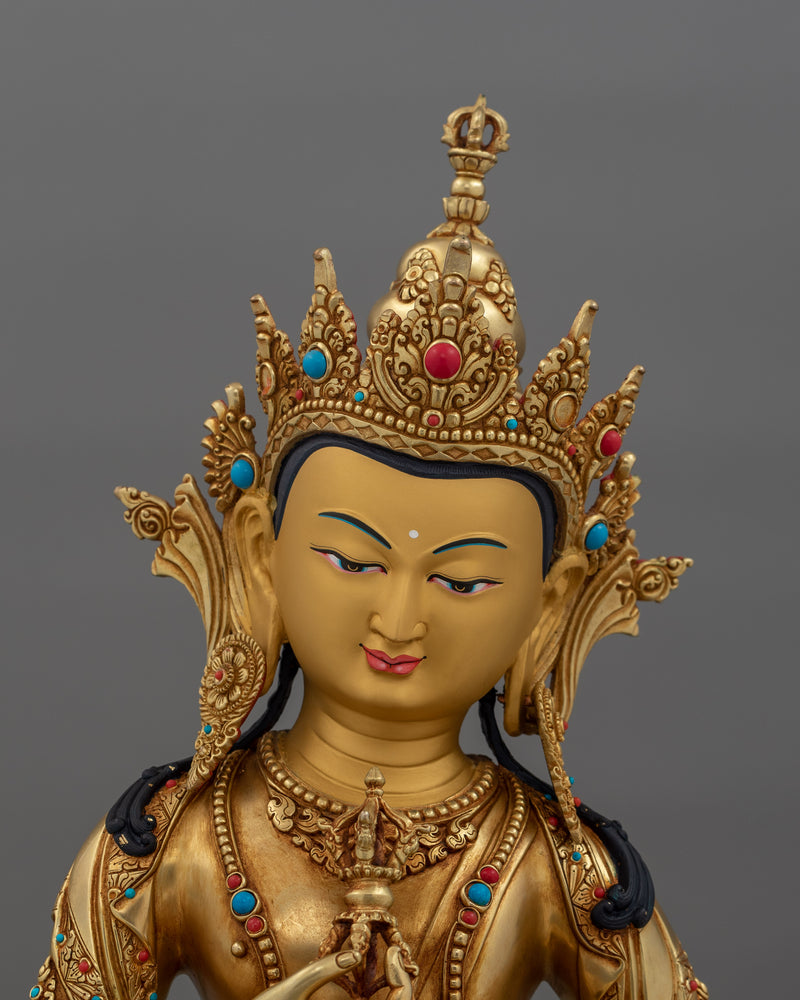 24k Gold Gilded Tranquil Vajrasattva Statue | Purity and Compassion Deity