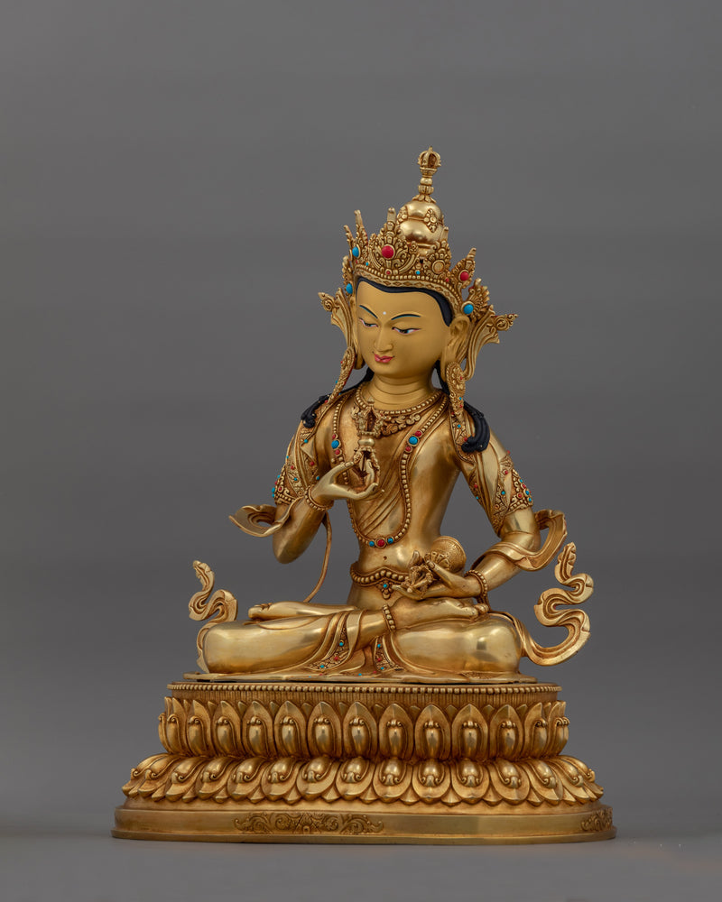 24k Gold Gilded Tranquil Vajrasattva Statue | Purity and Compassion Deity