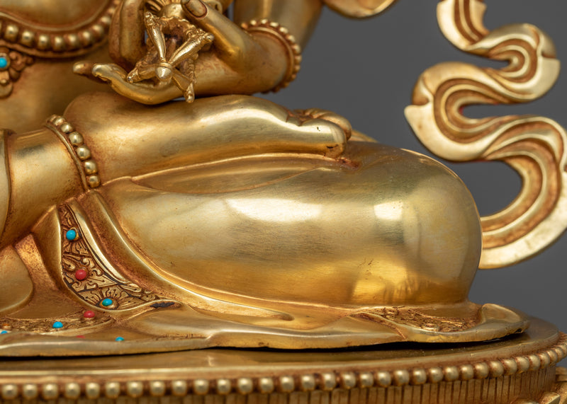 24k Gold Gilded Tranquil Vajrasattva Statue | Purity and Compassion Deity