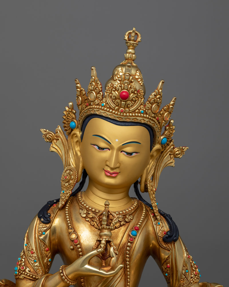 24k Gold Gilded Tranquil Vajrasattva Statue | Purity and Compassion Deity