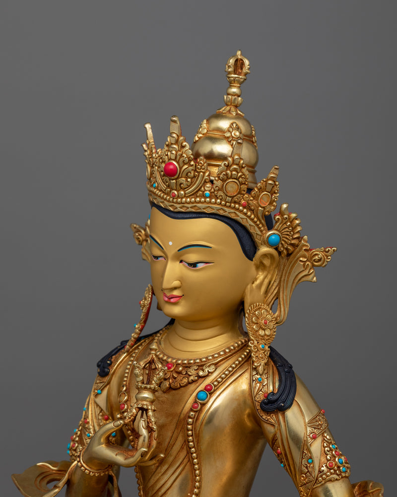 24k Gold Gilded Tranquil Vajrasattva Statue | Purity and Compassion Deity