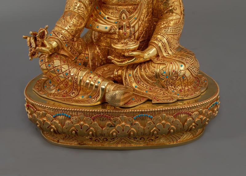 Hand-Carved The Lotus Born Guru Rinpoche Statue | Tibetan Sculpture