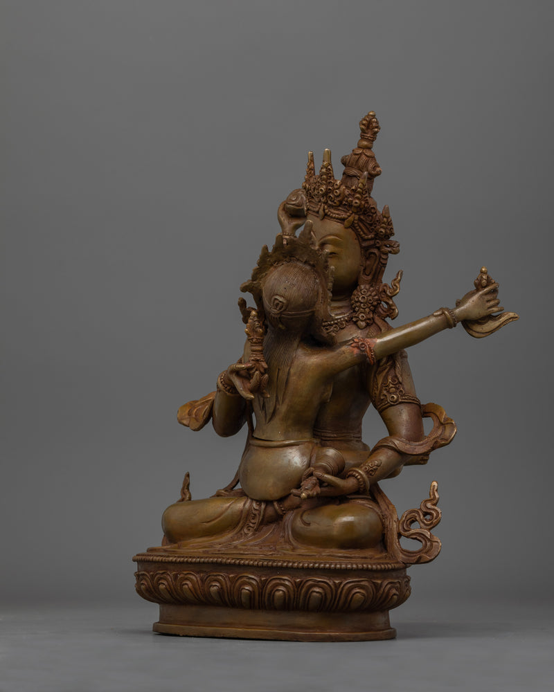 Hand-Carved Vajrasattva with Consort Figurine | Purification Deity