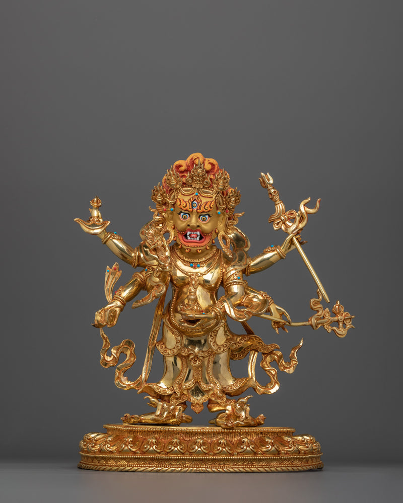 Hand-Carved White Mahakala Deity Statue | Tibetan Sculpture