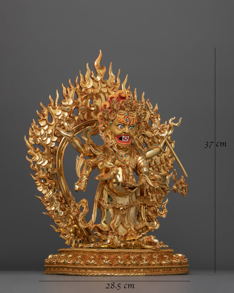 Hand-Carved White Mahakala Deity Statue | Tibetan Sculpture