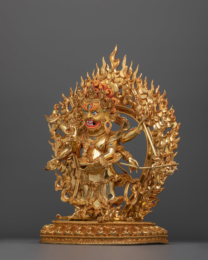 Hand-Carved White Mahakala Deity Statue | Tibetan Sculpture