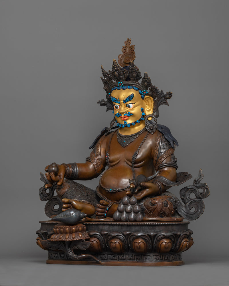 Hand-Carved Dzambhala Kuber Statue | Tibetan Sculpture