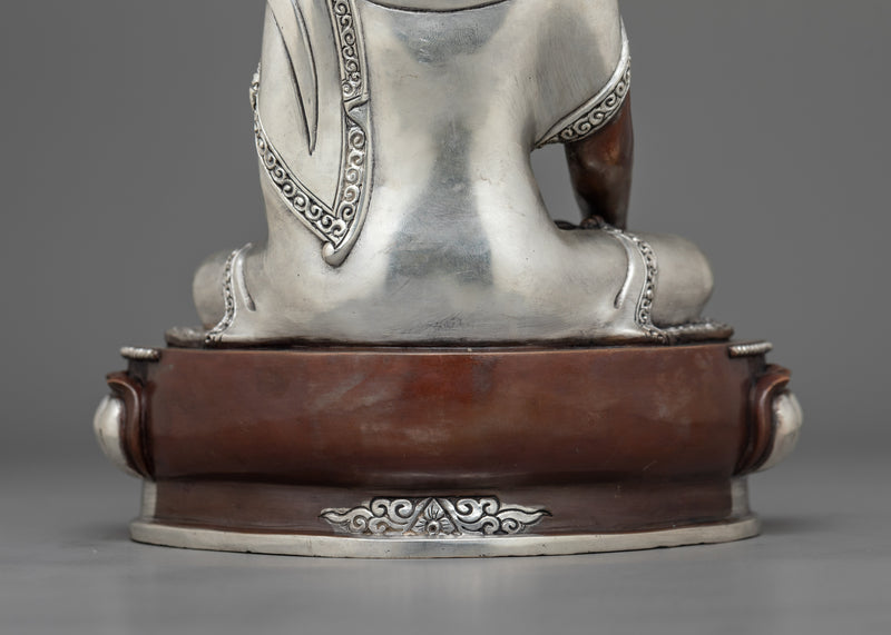 Oxidized Silver-Plated Shakyamuni Buddha Figurine | Sage of Shakya Clan