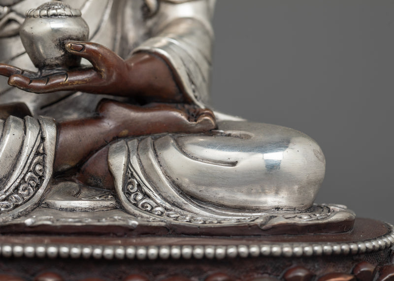 Oxidized Silver-Plated Shakyamuni Buddha Figurine | Sage of Shakya Clan