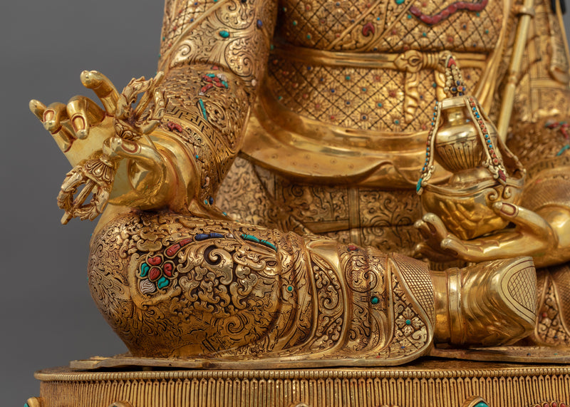 Lotus Born Traditional Tibetan Guru Rinpoche Statue | Religious Buddhist Art