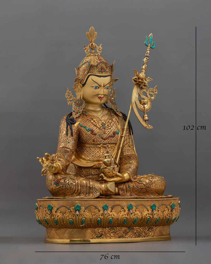 Lotus Born Traditional Tibetan Guru Rinpoche Statue | Religious Buddhist Art