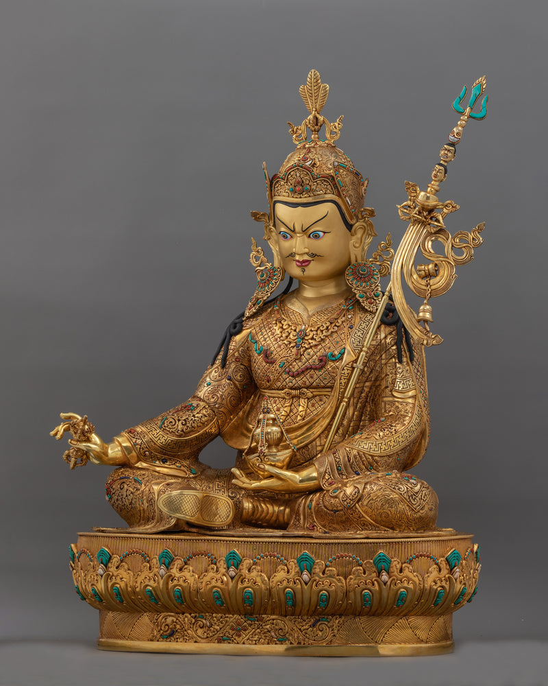 Lotus Born Traditional Tibetan Guru Rinpoche Statue | Religious Buddhist Art