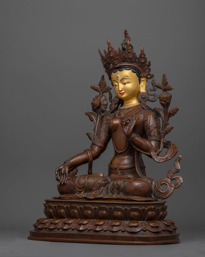 Tibetan Healing Goddess White Tara Statue | Embodiment of Compassion and Longevity