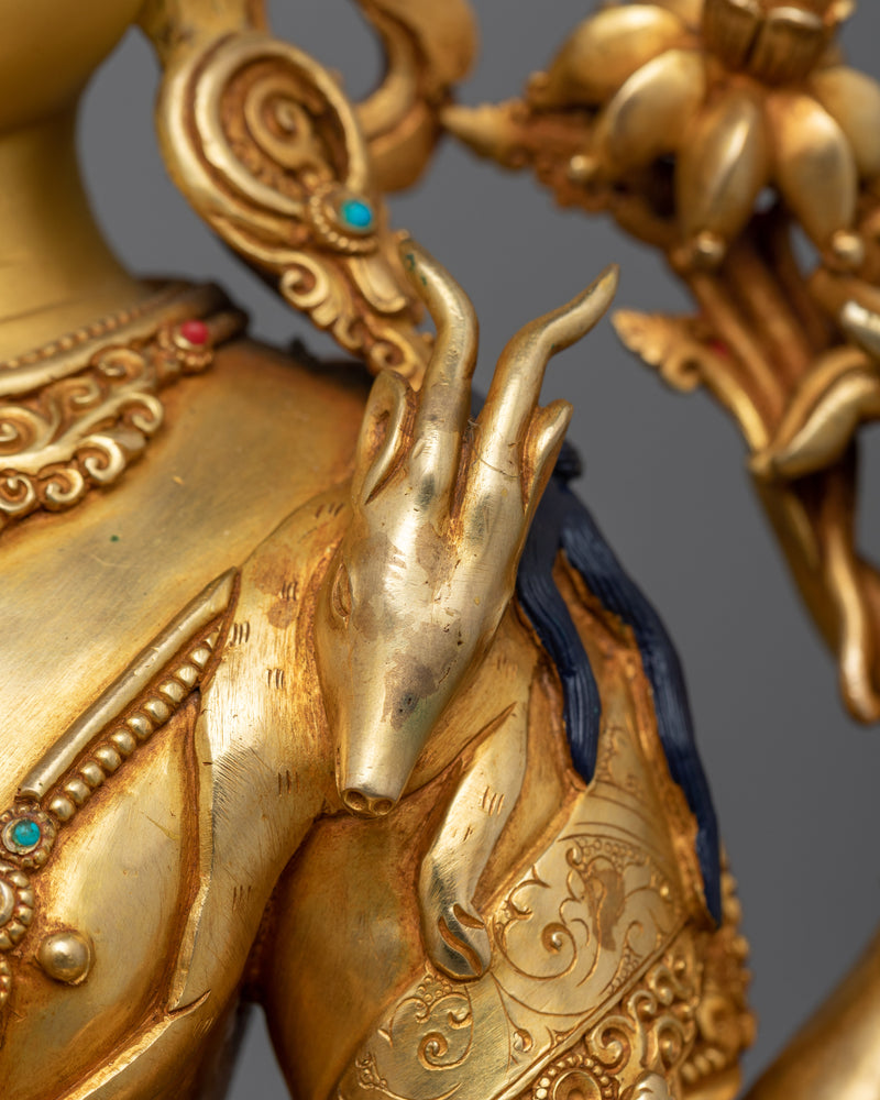 Handmade Tibetan Avalokiteshvara Chenrezig Statue | 24K Gold Gilded with Copper Body