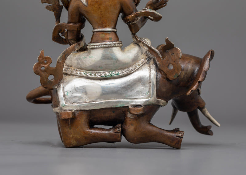 Tradional handcrafted Samantabhadra Statue | Elephant Seated Deity of Benevolence