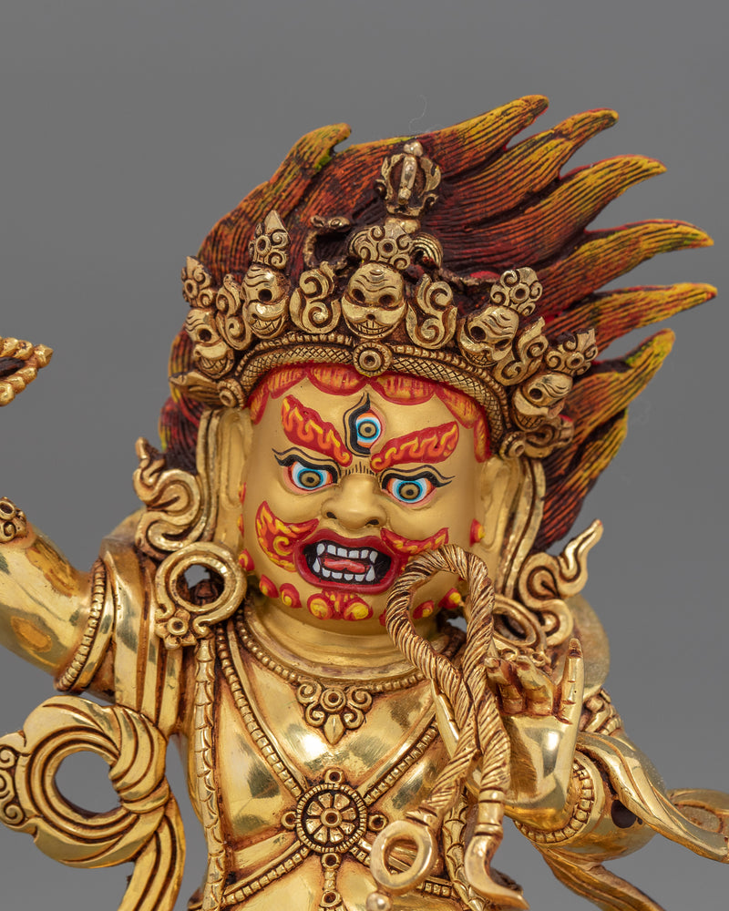 Handcrafted Gold Gilded Vajrapani Statue | The Bodhisattva of Power and Protection